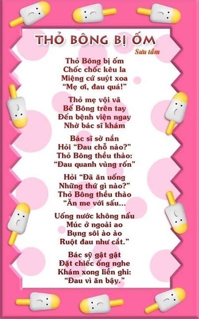 Bài thơ ; thỏ bông bị ốm