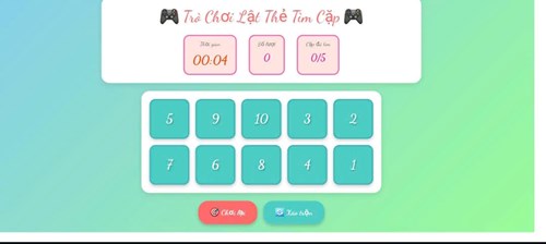 Trò chơi “Lật thẻ tìm cặp” (phù hợp trẻ 4–5 tuổi)