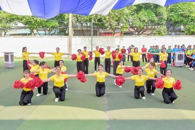 Công Đoàn Trường Mầm non Bàu Cát tham gia hội thi Đồng diễn thể dục giữa giờ - Khỏe để lao động sản xuất của Liên đoàn Lao động Quận Tân Bình