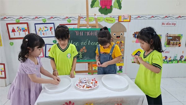 Thí nghiệm : Hoa nở trong nước - Lớp 4-5 tuổi (2)